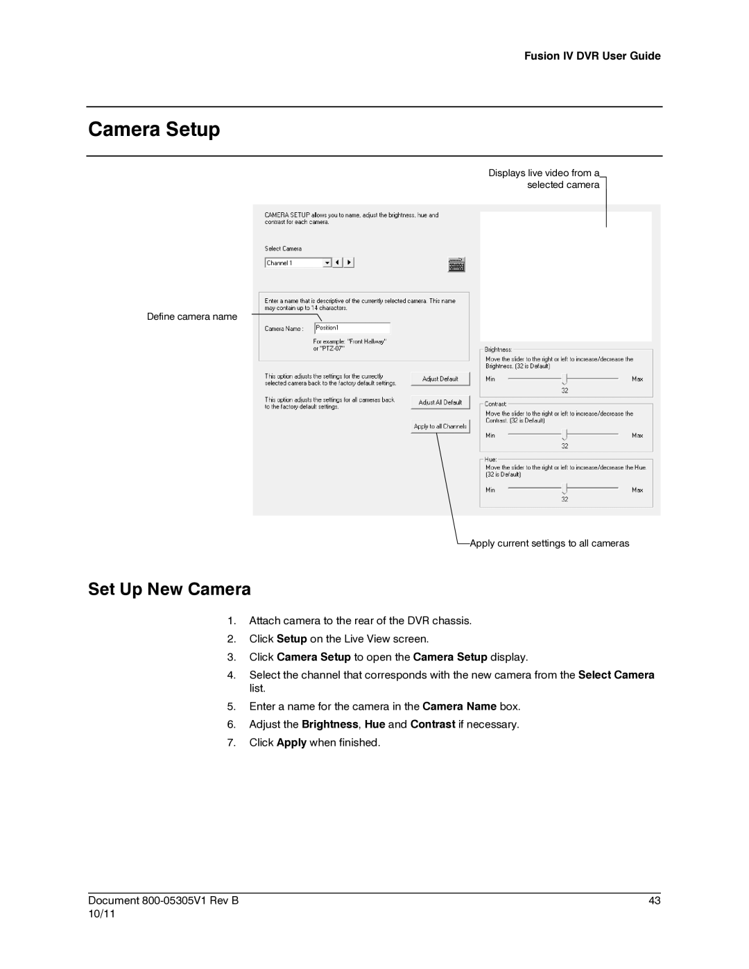 Honeywell IV REV B user manual Camera Setup, Set Up New Camera 