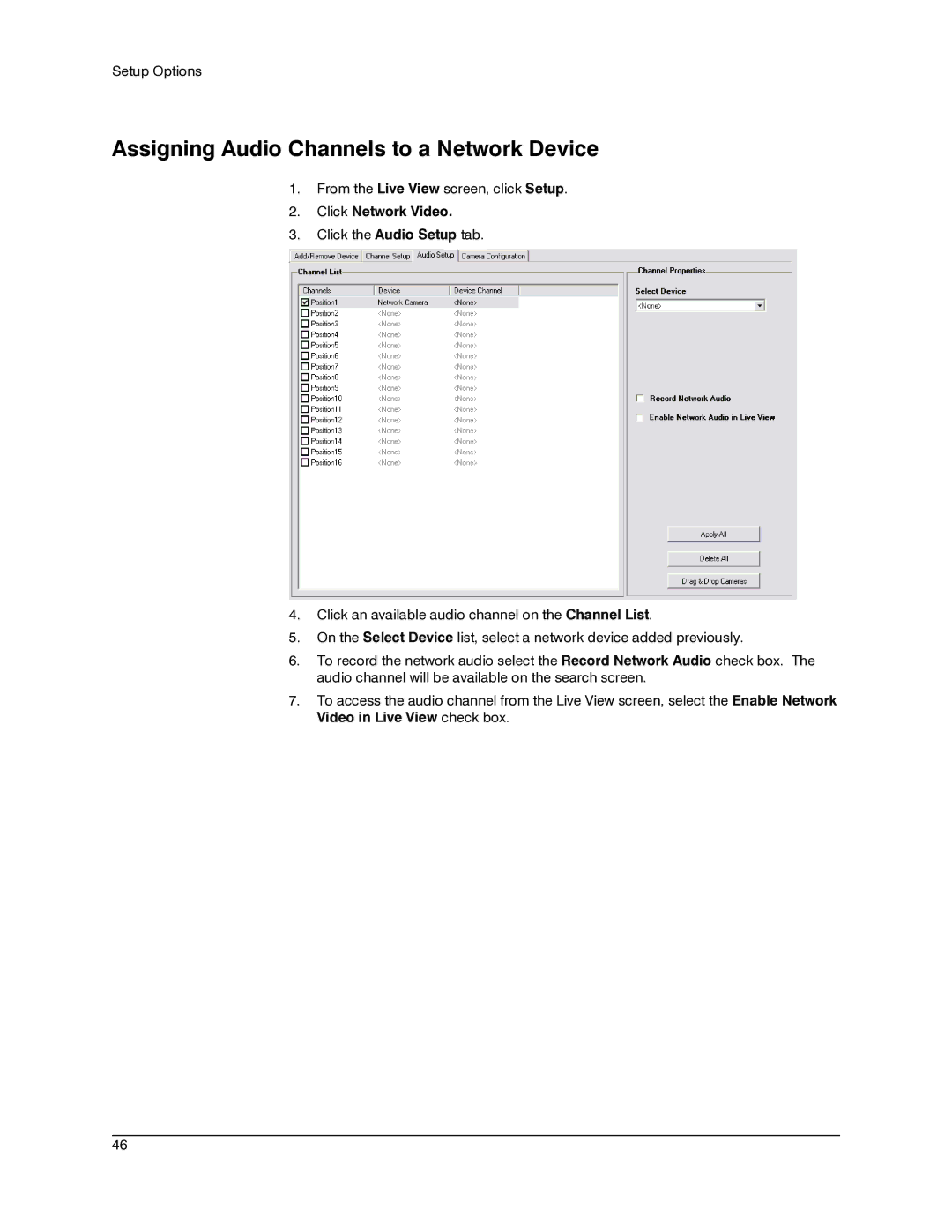 Honeywell IV REV B user manual Assigning Audio Channels to a Network Device 