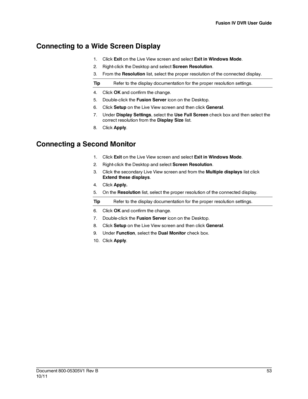 Honeywell IV REV B user manual Connecting to a Wide Screen Display, Connecting a Second Monitor 