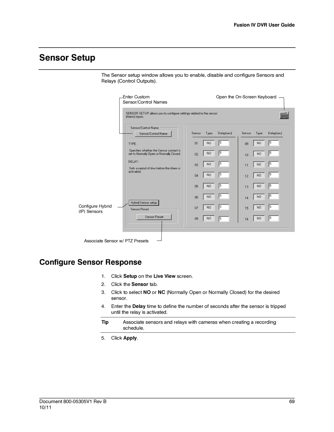 Honeywell IV REV B user manual Sensor Setup, Configure Sensor Response 