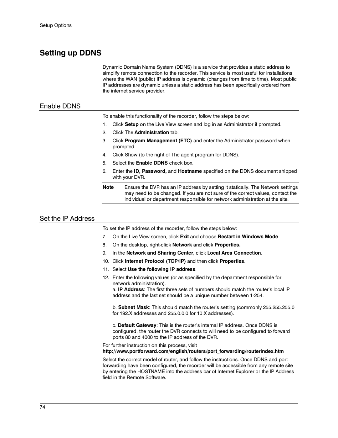 Honeywell IV REV B user manual Setting up Ddns, Enable Ddns, Set the IP Address, Click The Administration tab 