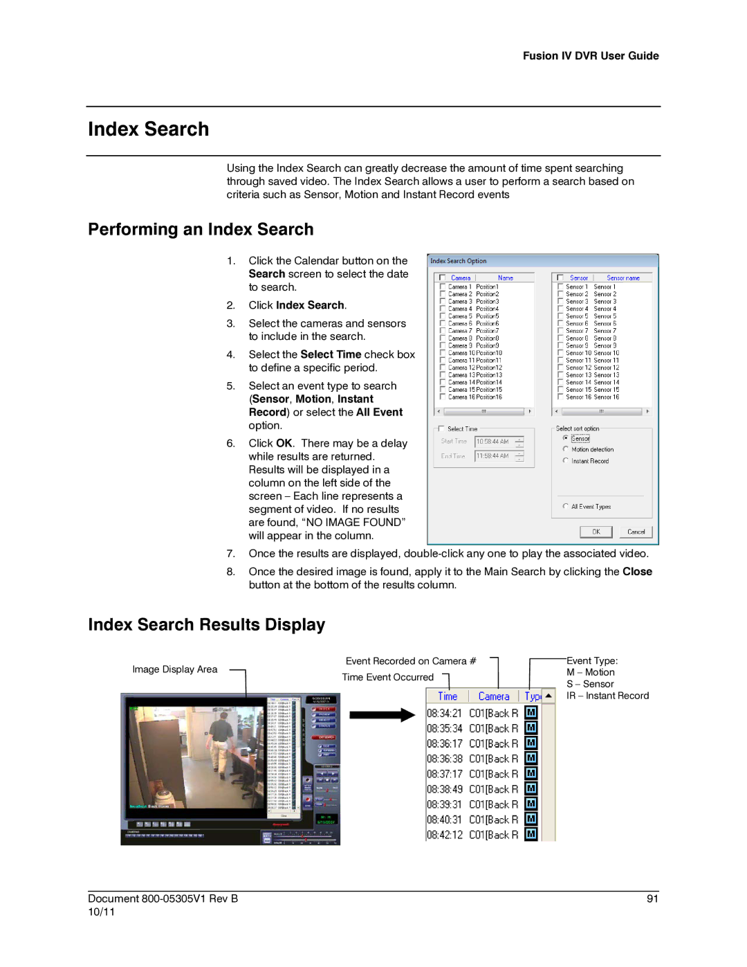 Honeywell IV REV B user manual Performing an Index Search, Index Search Results Display 