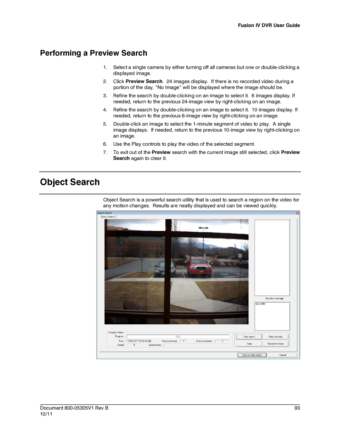 Honeywell IV REV B user manual Object Search, Performing a Preview Search 