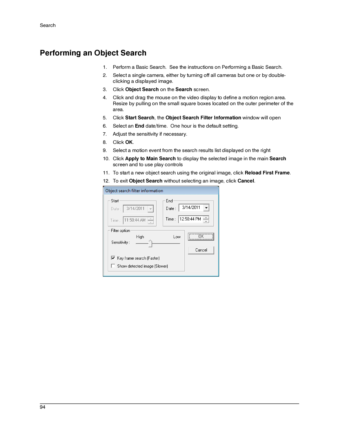 Honeywell IV REV B user manual Performing an Object Search, Click Object Search on the Search screen 