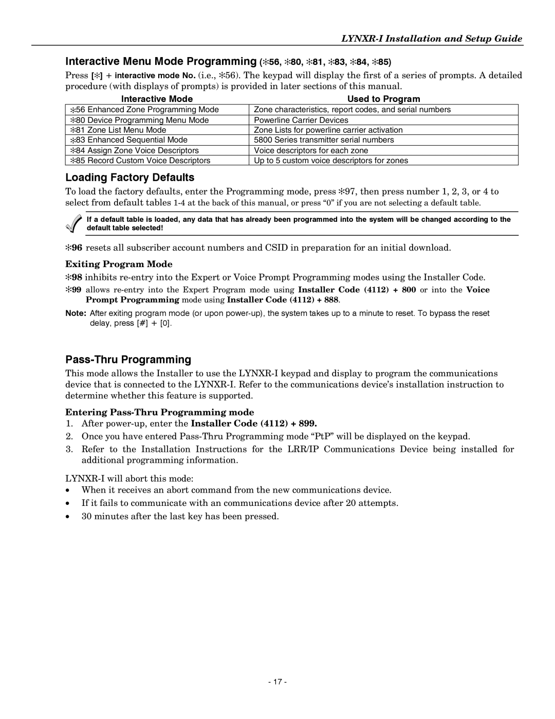 Honeywell K14114 3/06 Rev.B setup guide Interactive Menu Mode Programming 56, 80, 81, 83, 84, Loading Factory Defaults 