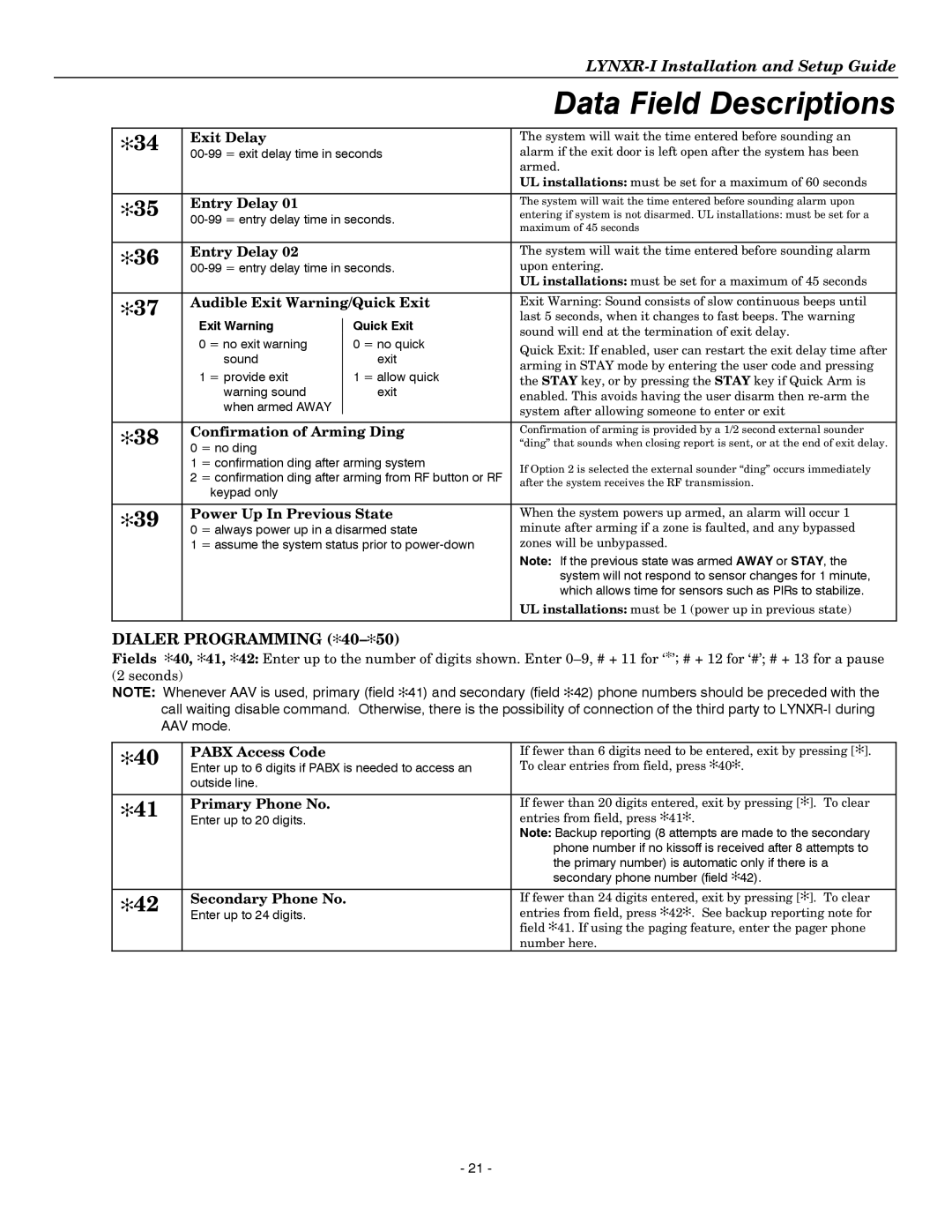 Honeywell K14114 3/06 Rev.B setup guide Dialer Programming 