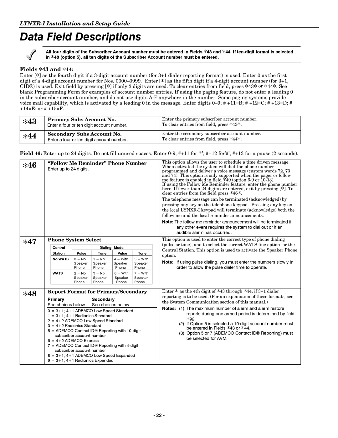 Honeywell K14114 3/06 Rev.B setup guide Fields 43 