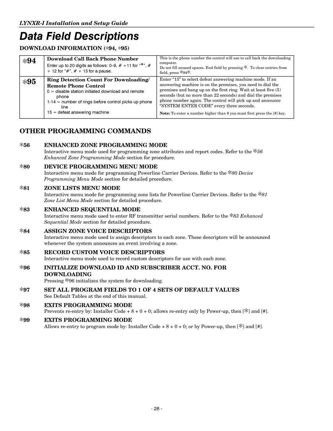 Honeywell K14114 3/06 Rev.B Download Information 94, Enhanced Zone Programming Mode, Device Programming Menu Mode 