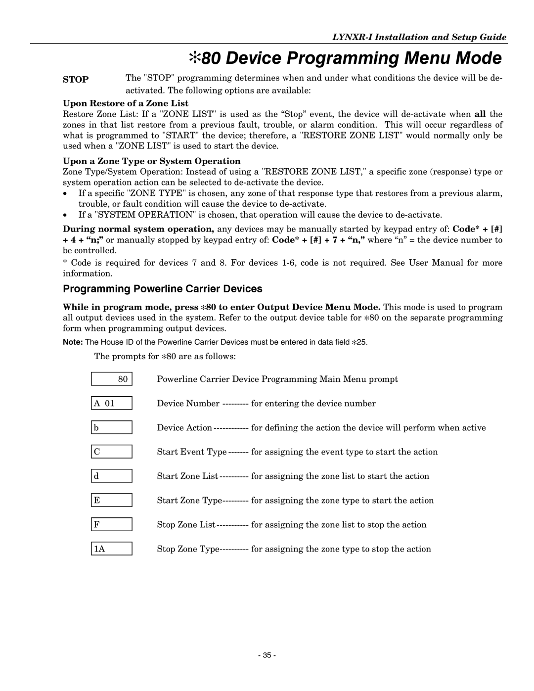 Honeywell K14114 3/06 Rev.B setup guide Programming Powerline Carrier Devices, Upon Restore of a Zone List 