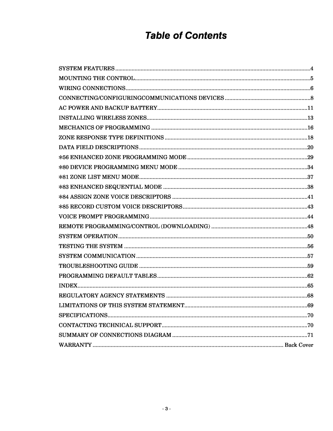 Honeywell K14114 3/06 Rev.B setup guide Table of Contents 