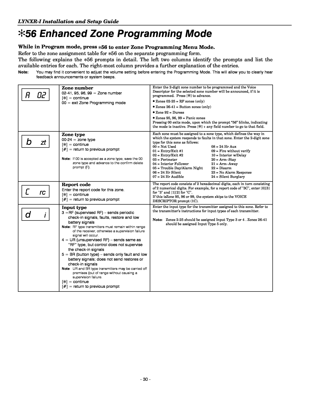 Honeywell K14114 3/06 Rev.B setup guide Enhanced Zone Programming Mode, LYNXR-IInstallation and Setup Guide 