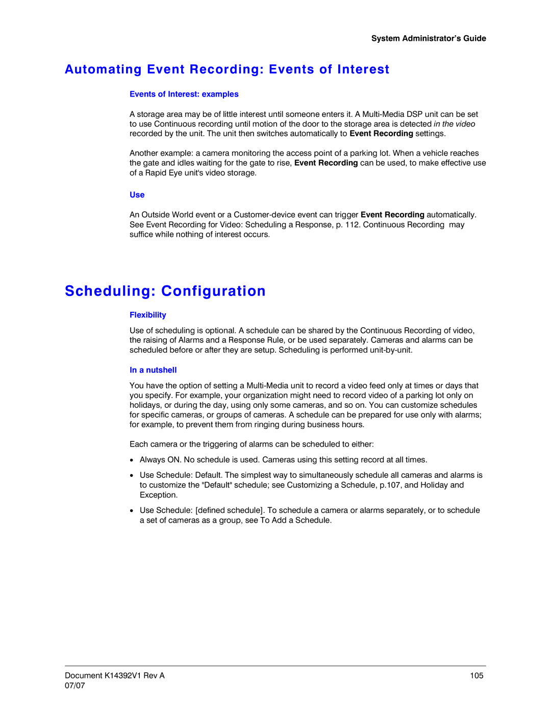 Honeywell K14392V1 Scheduling Configuration, Automating Event Recording Events of Interest, Events of Interest examples 