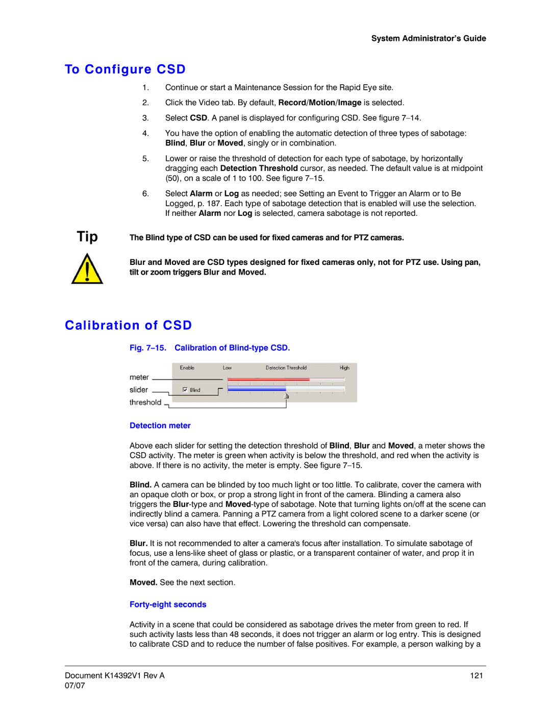 Honeywell K14392V1 manual To Configure CSD, Calibration of CSD, Forty-eight seconds 