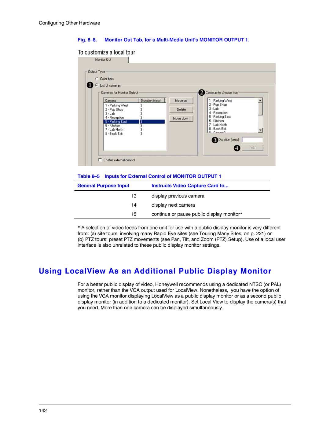 Honeywell K14392V1 manual Using LocalView As an Additional Public Display Monitor 