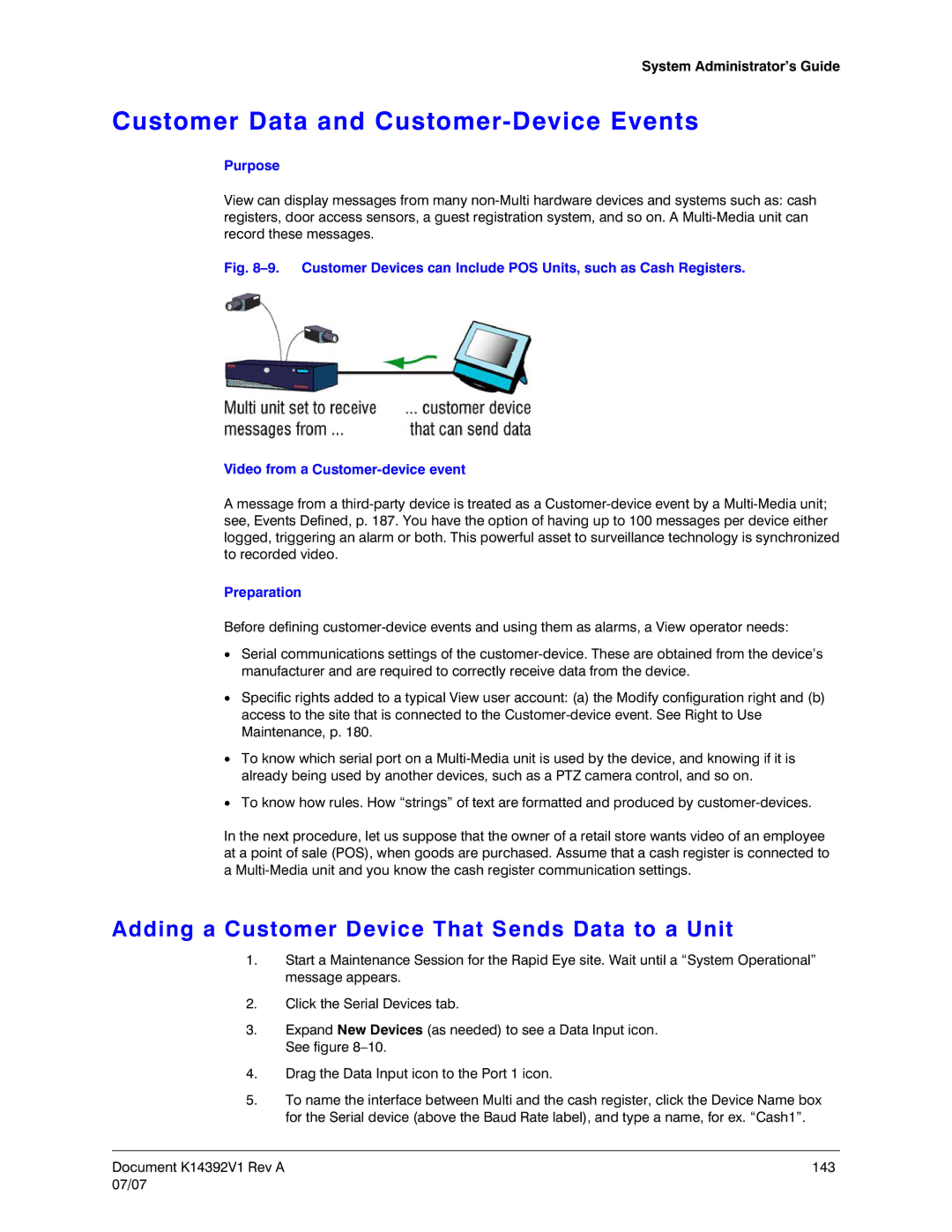 Honeywell K14392V1 manual Customer Data and Customer-Device Events, Adding a Customer Device That Sends Data to a Unit 