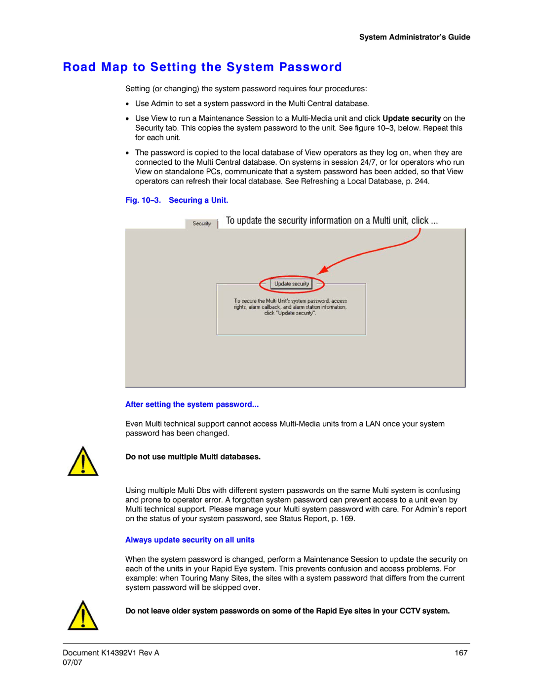 Honeywell K14392V1 manual Road Map to Setting the System Password, Do not use multiple Multi databases 