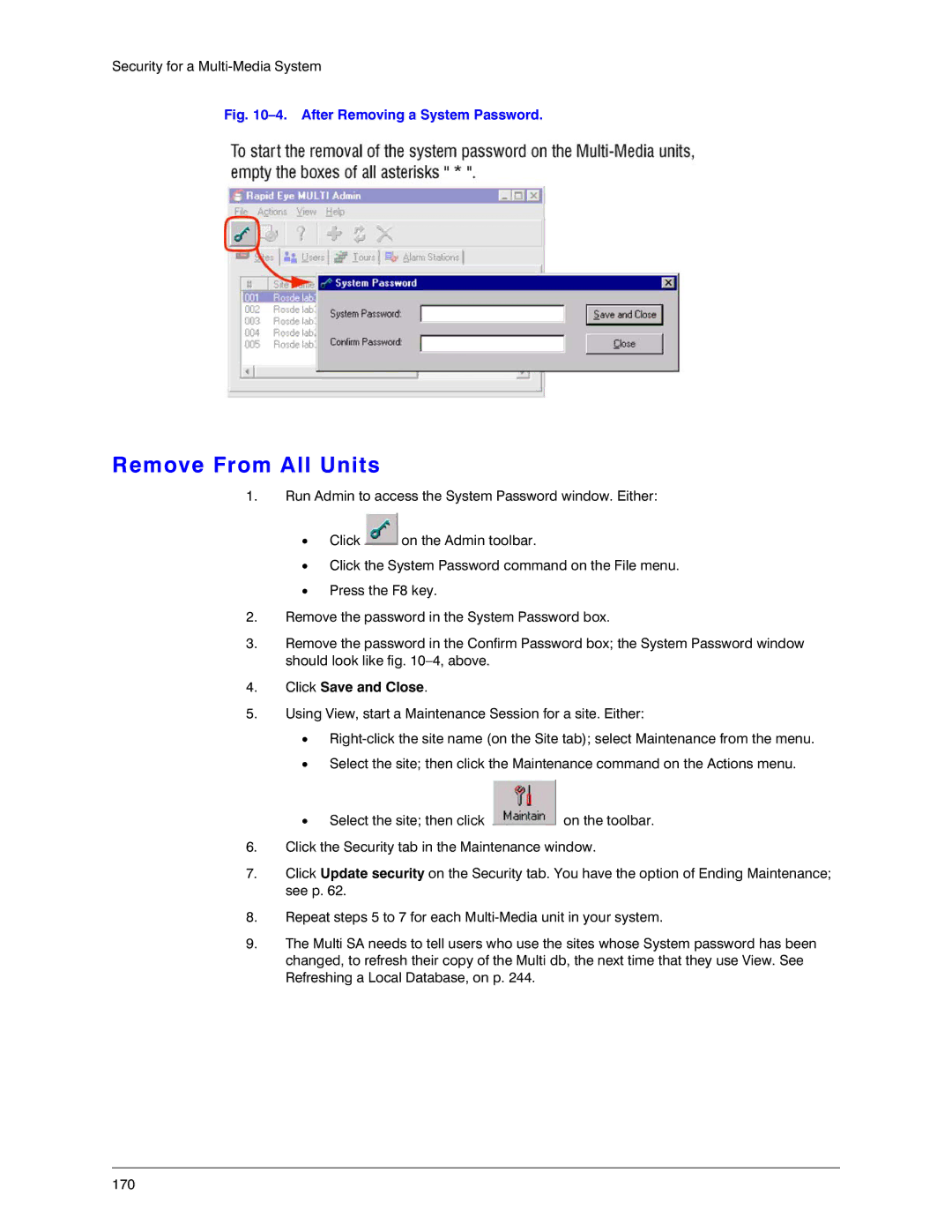 Honeywell K14392V1 manual Remove From All Units, After Removing a System Password 