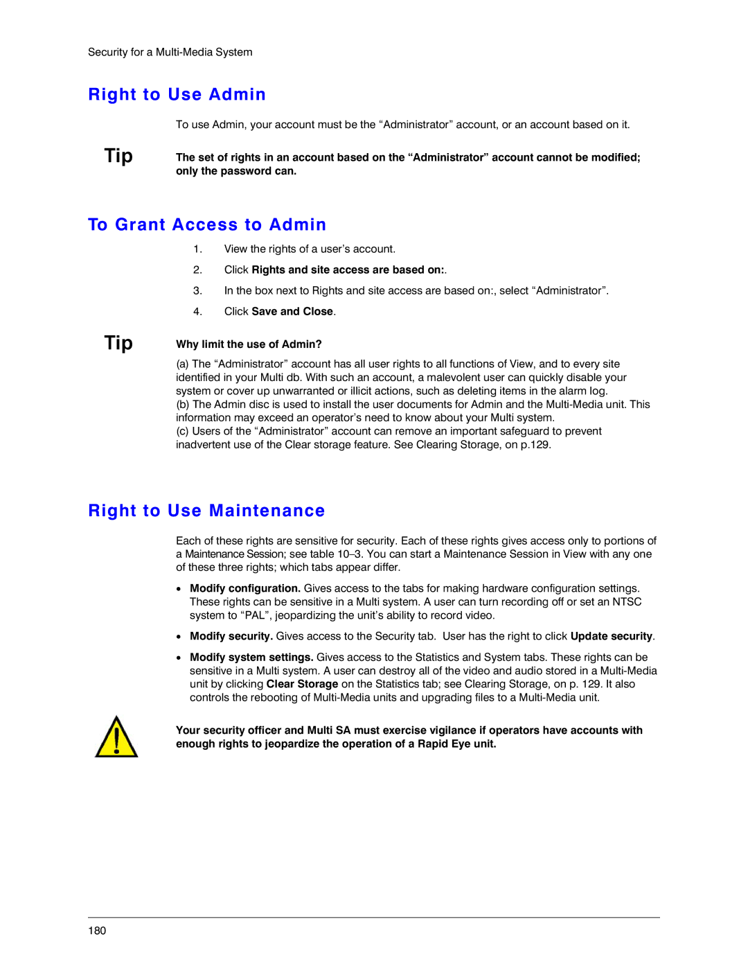 Honeywell K14392V1 manual Right to Use Admin, To Grant Access to Admin, Right to Use Maintenance 