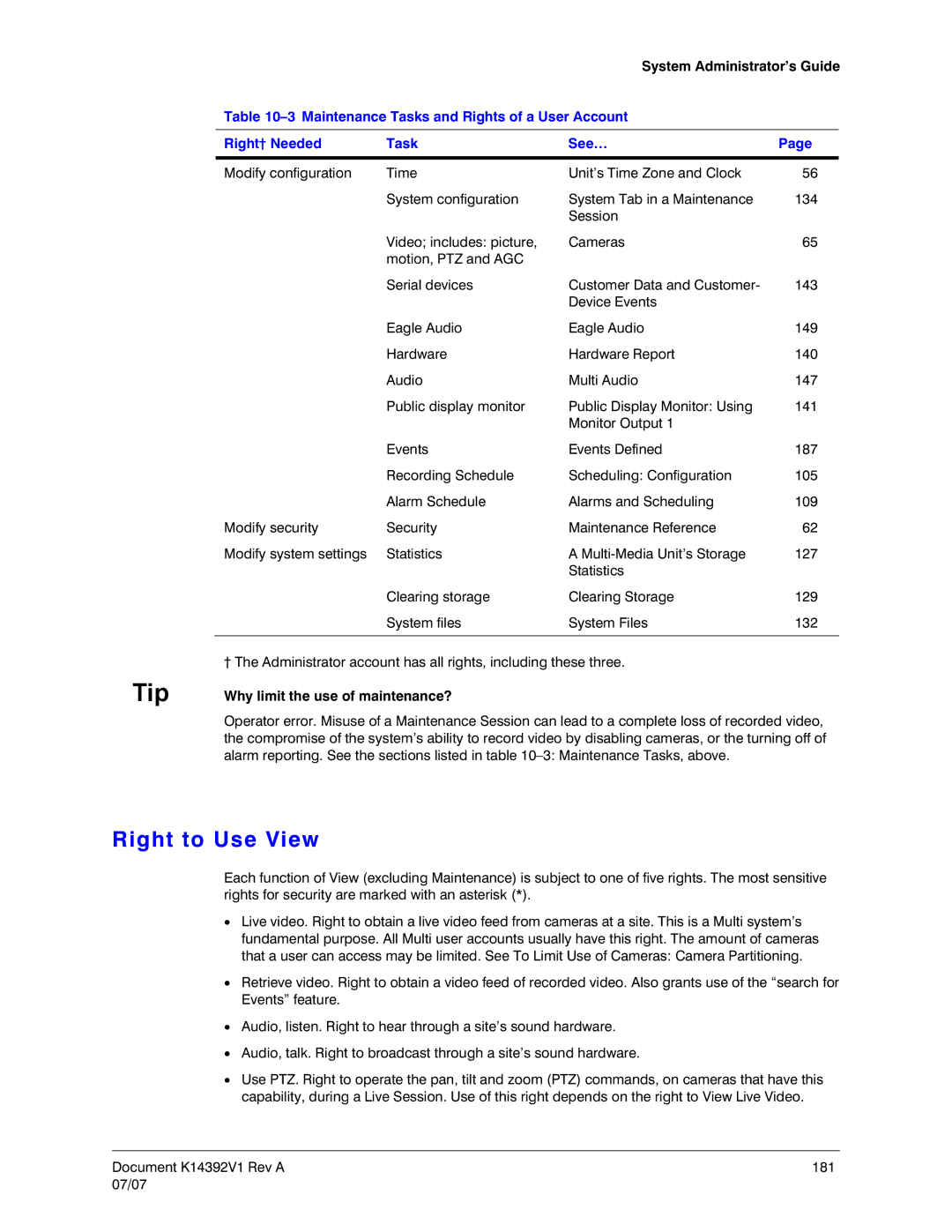 Honeywell K14392V1 manual Right to Use View, Why limit the use of maintenance? 