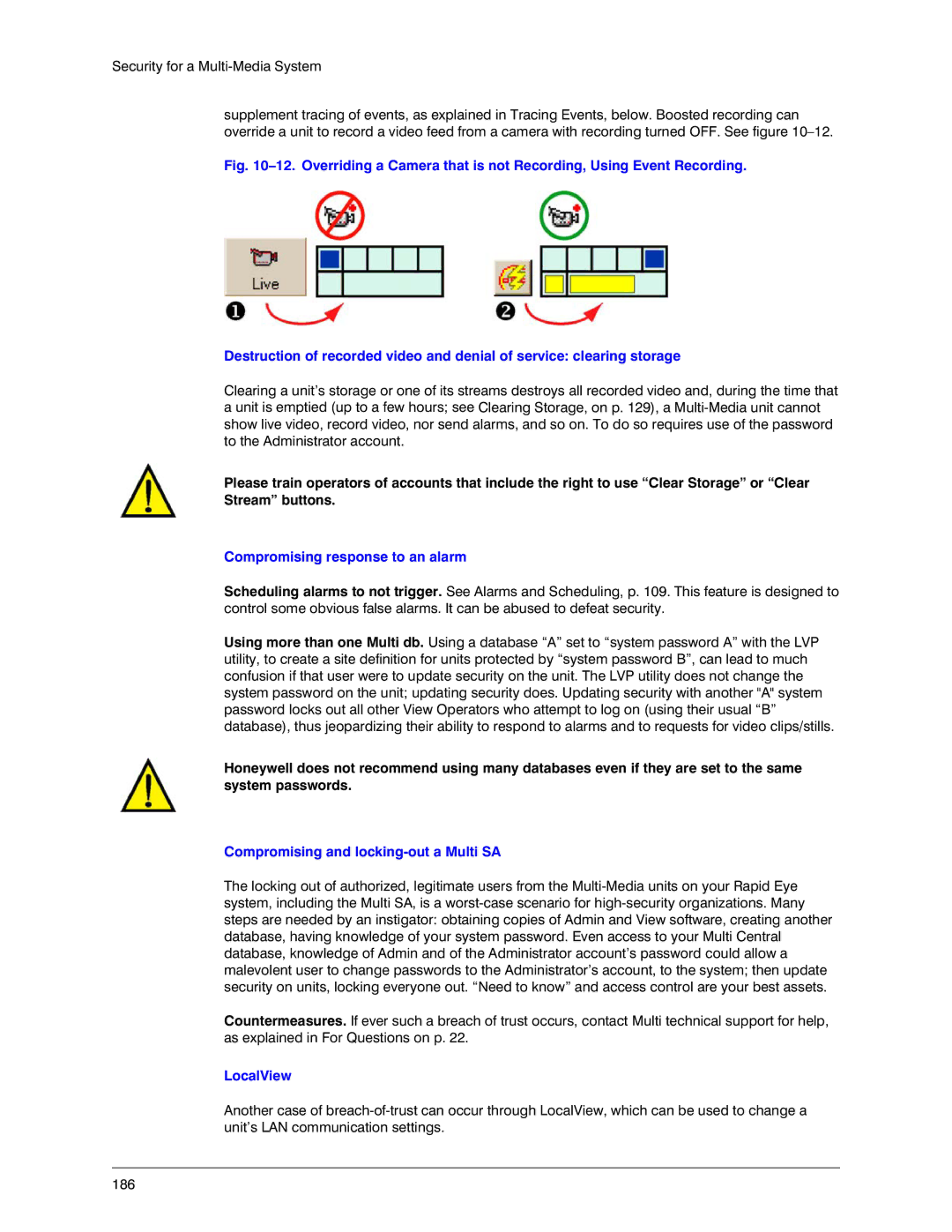 Honeywell K14392V1 manual Compromising response to an alarm, Compromising and locking-out a Multi SA 