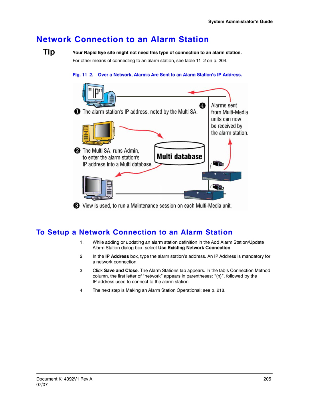 Honeywell K14392V1 manual To Setup a Network Connection to an Alarm Station 