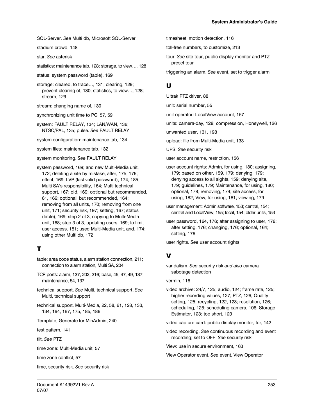 Honeywell K14392V1 manual System Administrator’s Guide 