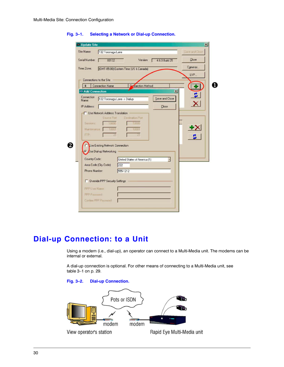 Honeywell K14392V1 manual Dial-up Connection to a Unit, Selecting a Network or Dial-up Connection 