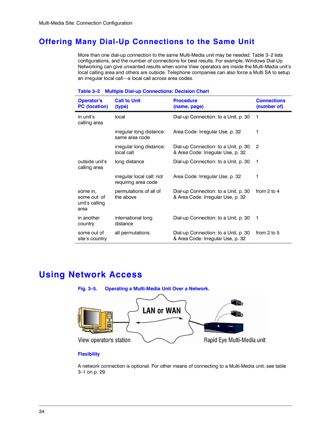 Honeywell K14392V1 manual Using Network Access, Offering Many Dial-Up Connections to the Same Unit 