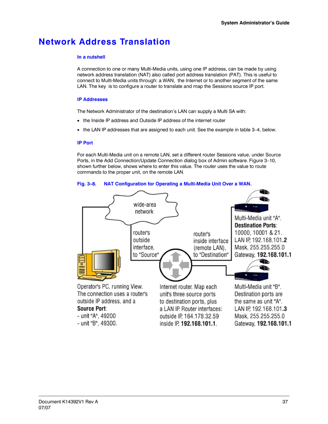 Honeywell K14392V1 manual Network Address Translation, A nutshell, IP Addresses, IP Port 