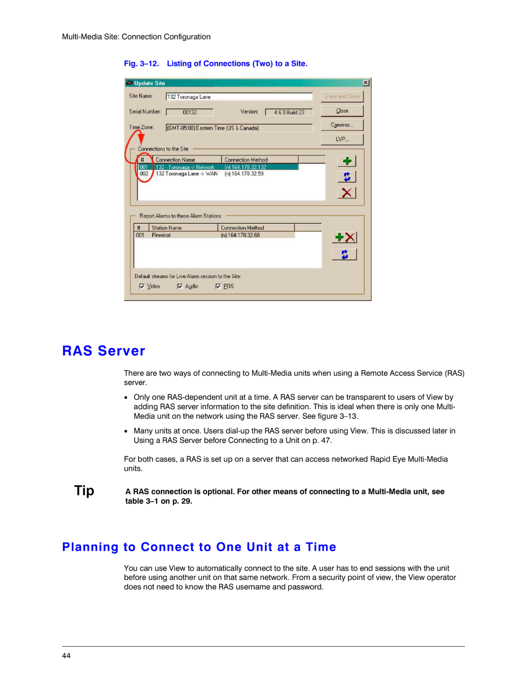 Honeywell K14392V1 manual RAS Server, Planning to Connect to One Unit at a Time 