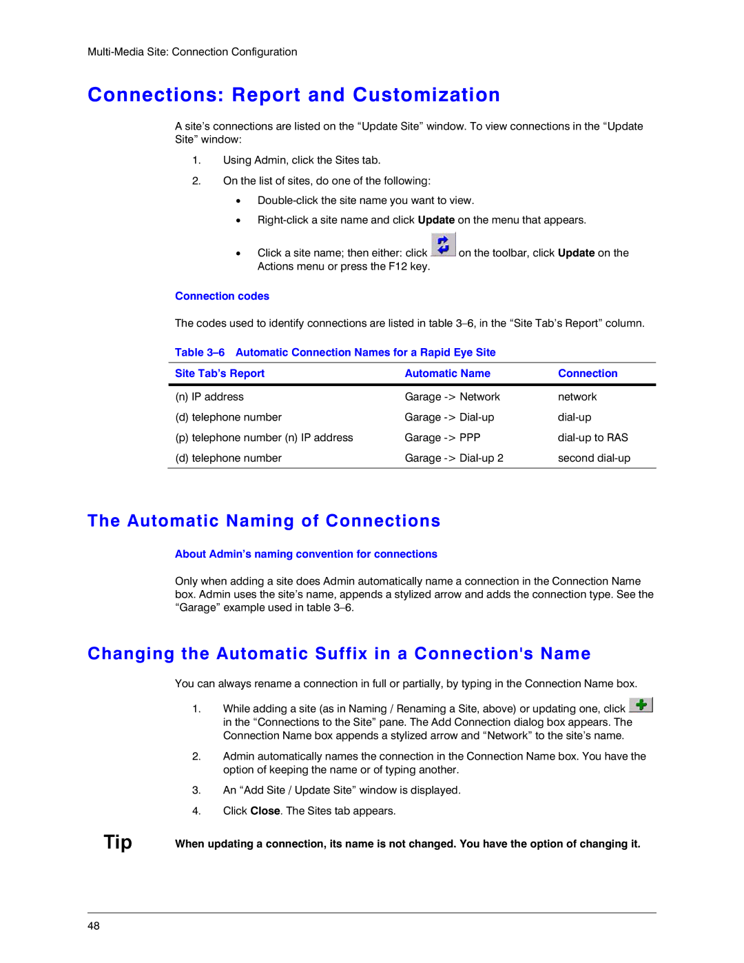 Honeywell K14392V1 manual Connections Report and Customization, Automatic Naming of Connections, Connection codes 