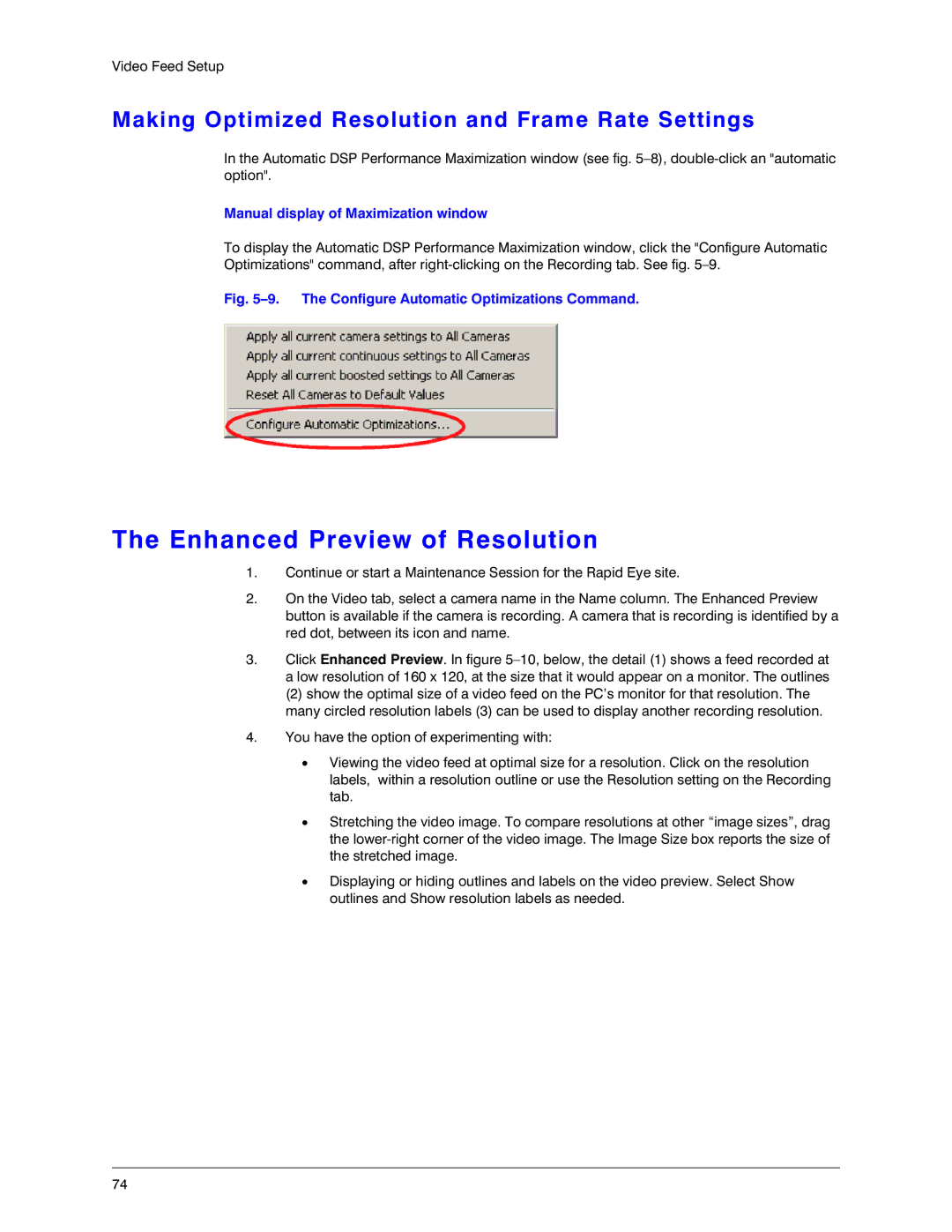 Honeywell K14392V1 manual Enhanced Preview of Resolution, Making Optimized Resolution and Frame Rate Settings 