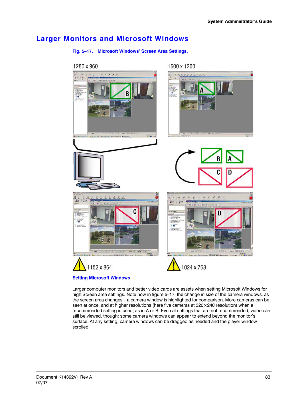 Honeywell K14392V1 manual Larger Monitors and Microsoft Windows 