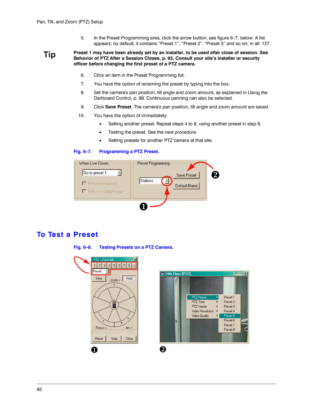 Honeywell K14392V1 manual To Test a Preset, Programming a PTZ Preset 