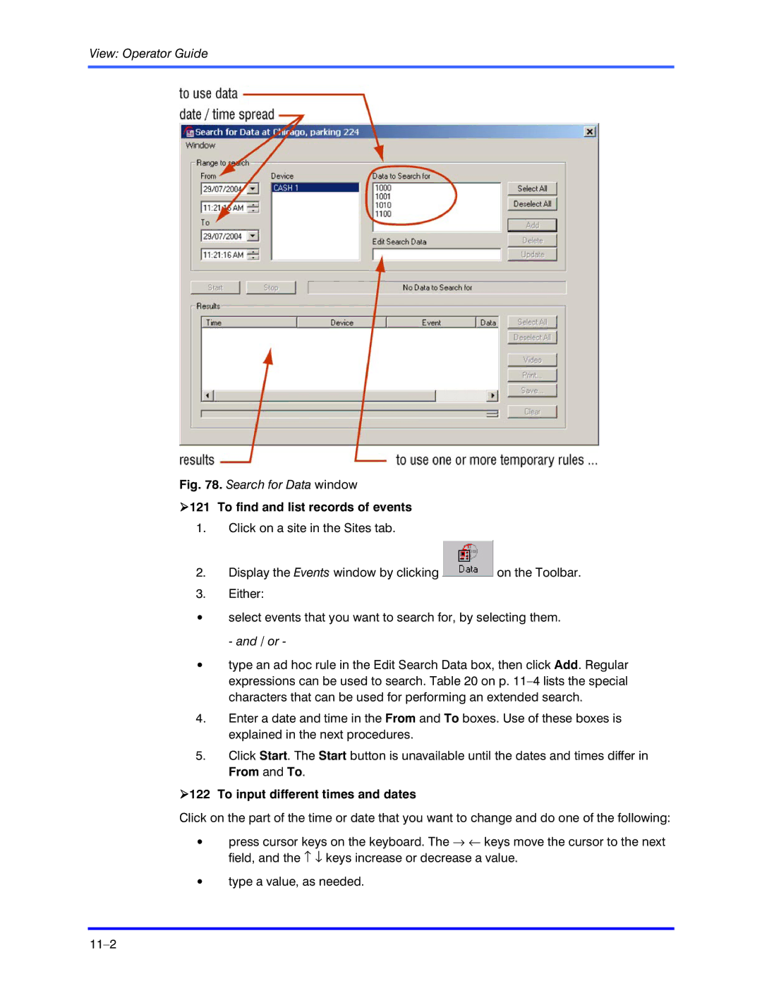 Honeywell K5404V9 manual Search for Data window 