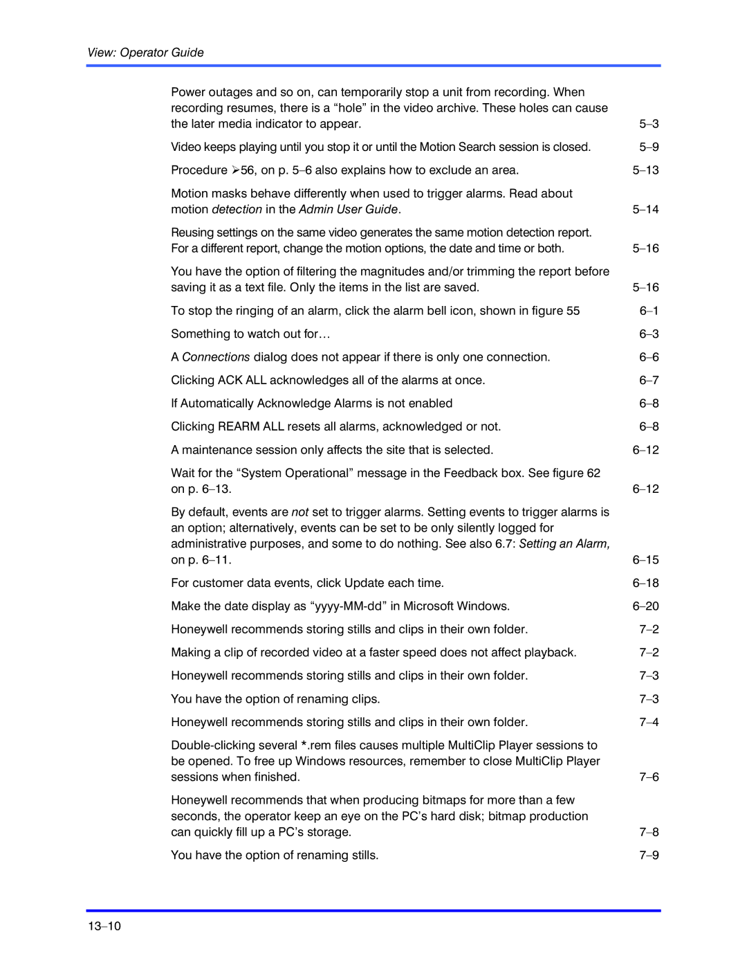 Honeywell K5404V9 manual Motion detection in the Admin User Guide 