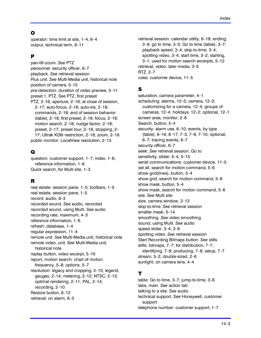 Honeywell K5404V9 manual Index 