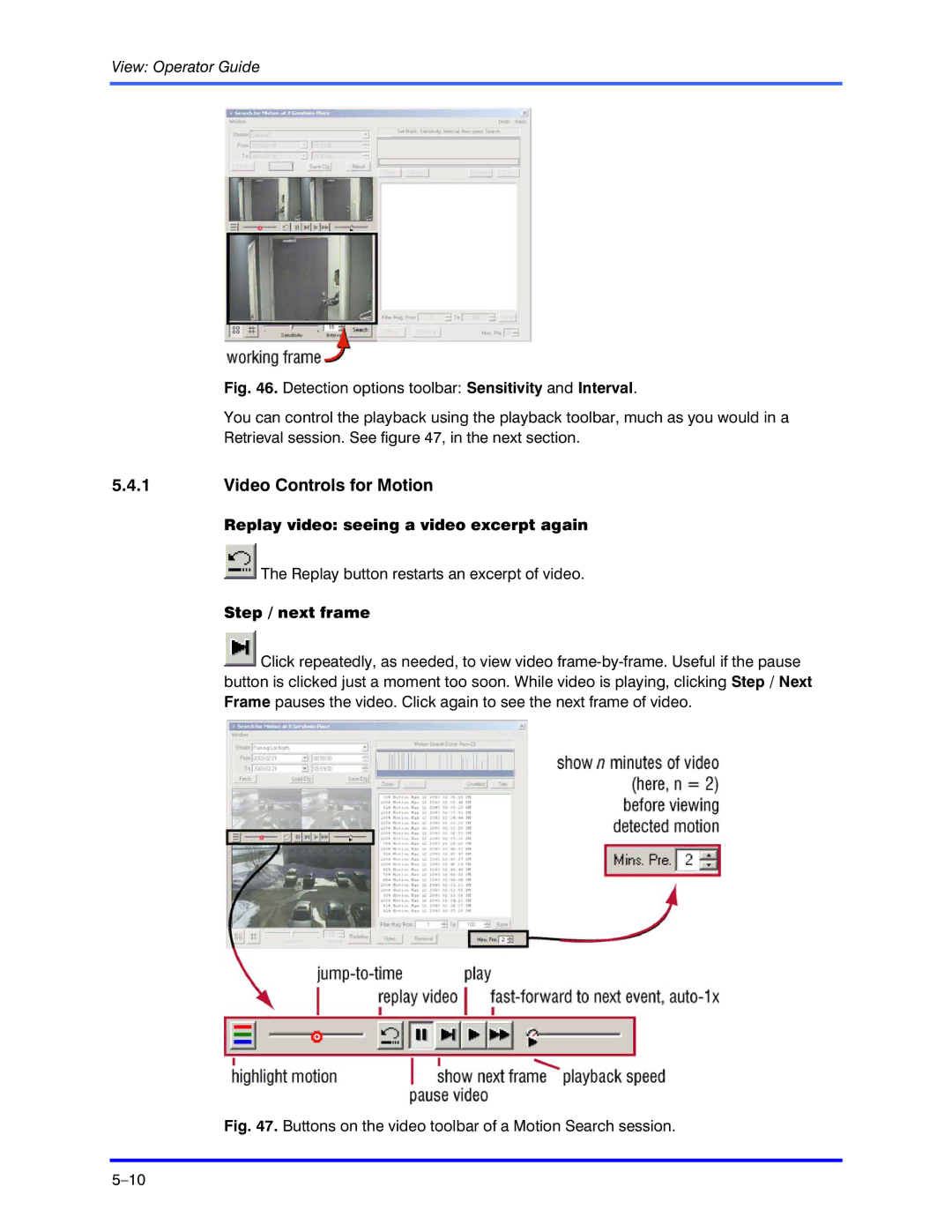 Honeywell K5404V9 manual Video Controls for Motion, Buttons on the video toolbar of a Motion Search session 