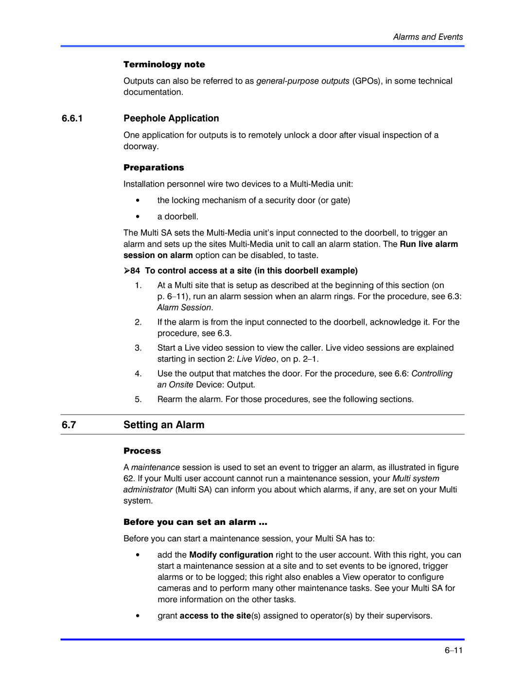 Honeywell K5404V9 manual Setting an Alarm, Peephole Application 