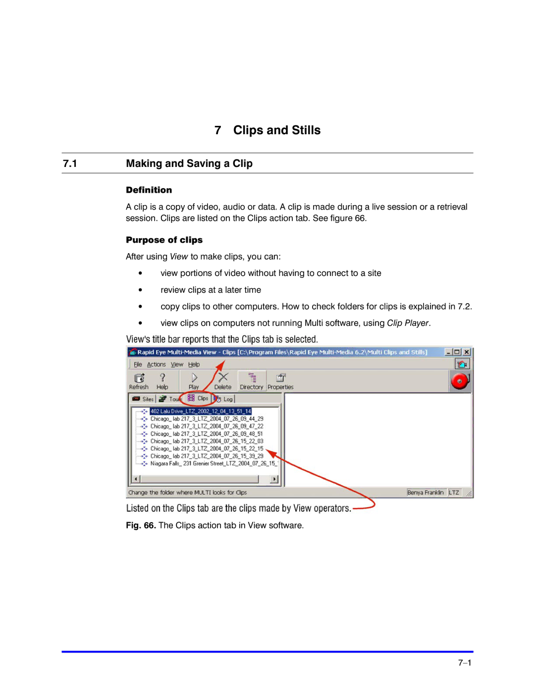 Honeywell K5404V9 manual Clips and Stills, Making and Saving a Clip, Definition, Purpose of clips 