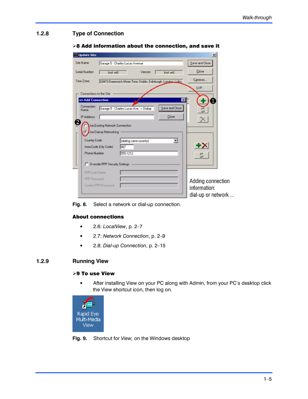 Honeywell K9696V2 Type of Connection, Running View, Add information about the connection, and save it, About connections 