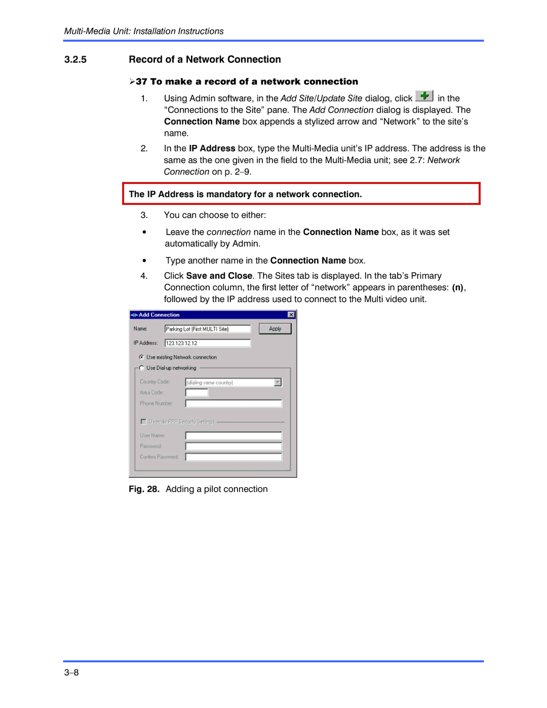 Honeywell K9696V2 installation instructions Record of a Network Connection, To make a record of a network connection 