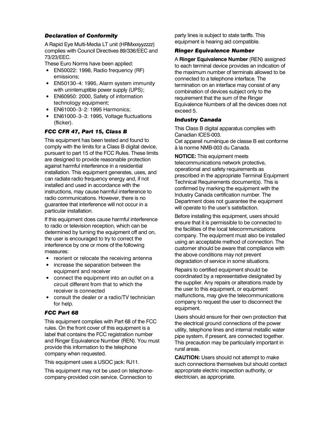 Honeywell K9696V2 installation instructions Declaration of Conformity 