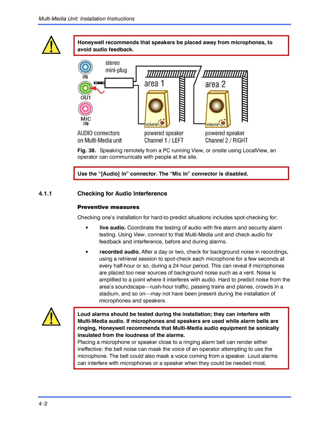 Honeywell K9696V2 installation instructions Checking for Audio Interference, Preventive measures 