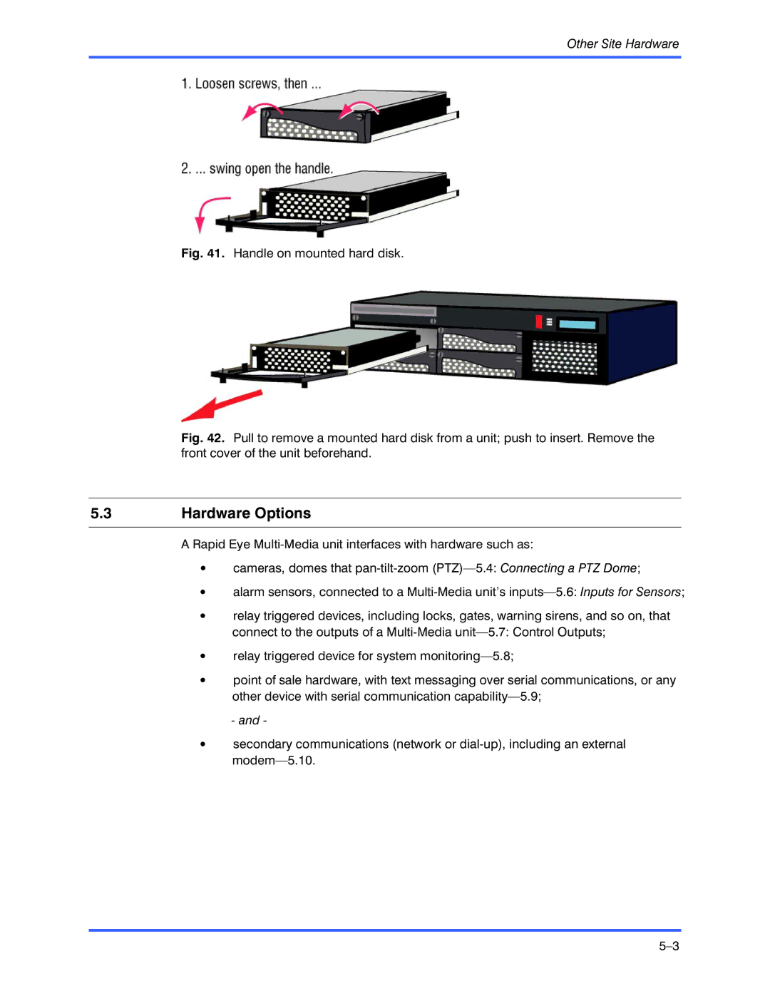 Honeywell K9696V2 installation instructions Hardware Options, Handle on mounted hard disk 