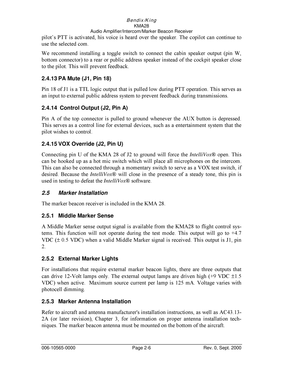 Honeywell KMA28 operation manual Marker Installation 