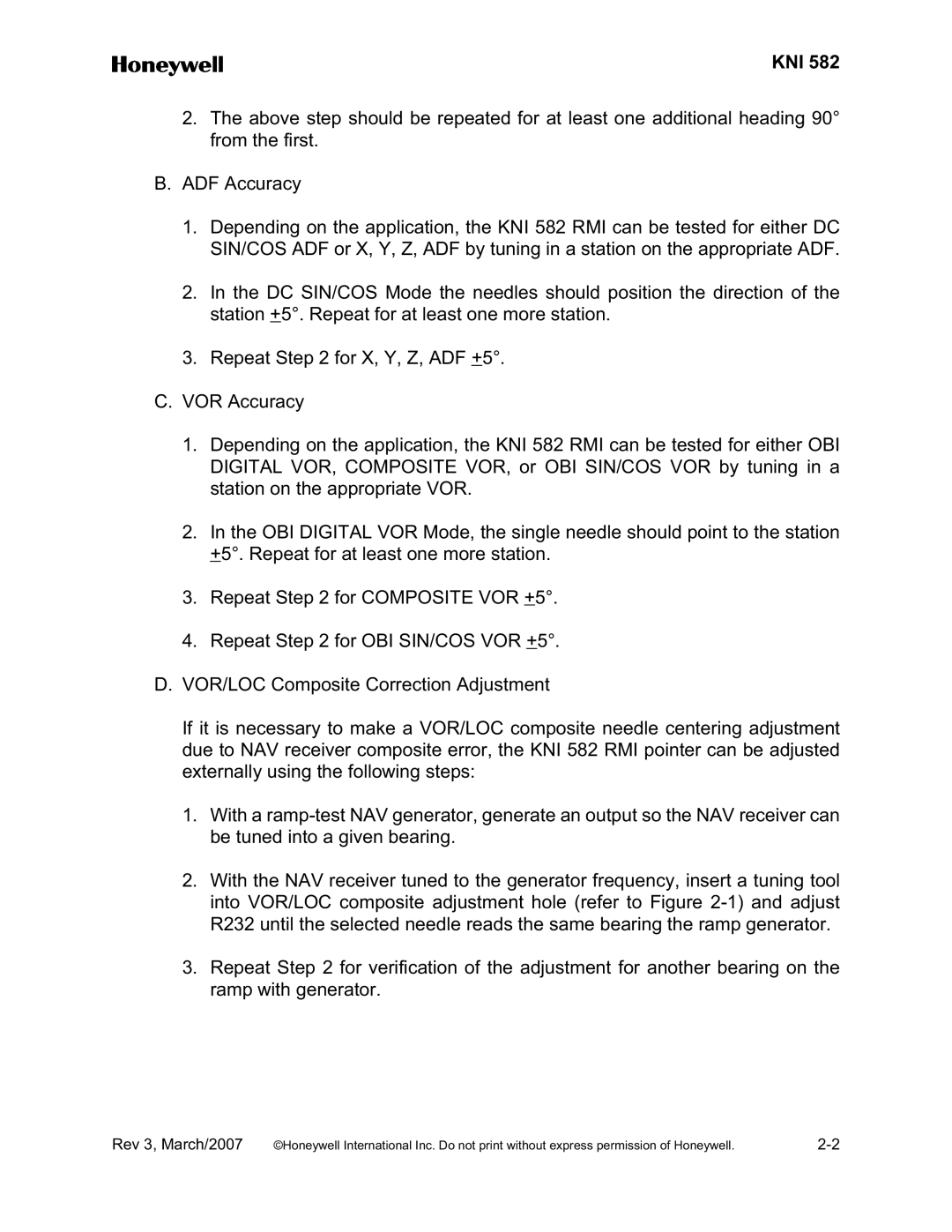 Honeywell KNI 582 installation manual Kni 