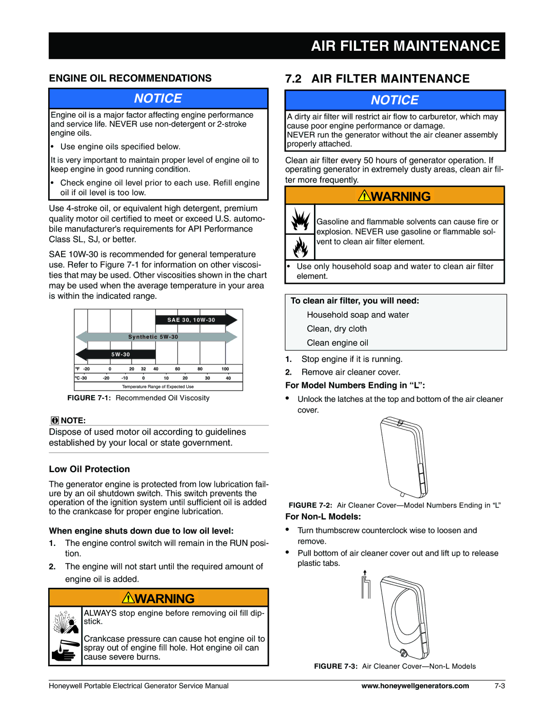 Honeywell L, HW3000, hw400 service manual AIR Filter Maintenance, Ter more frequently 