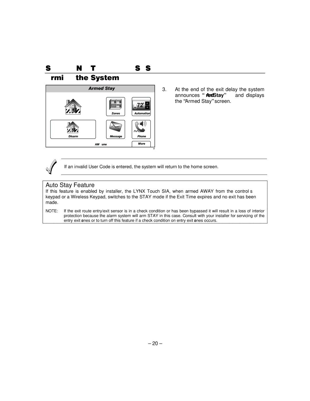 Honeywell L5100 manual Auto Stay Feature 