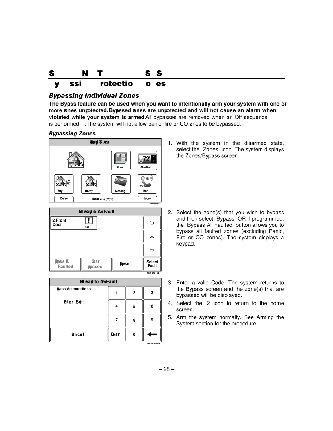 Honeywell L5100 manual Bypassing Protection Zones, Bypassing Individual Zones, Bypassing Zones 